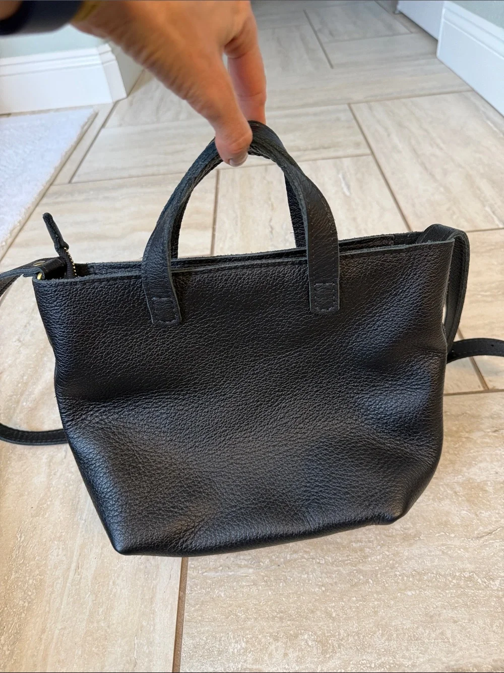 Portland Leather Goods Mini Zippered Crossbody Tote Pebbled - Picture 7 of 16
